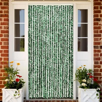 vidaXL Fliegenvorhang Gr&uuml;n und Wei&szlig; 90x200 cm Chenille (377384)