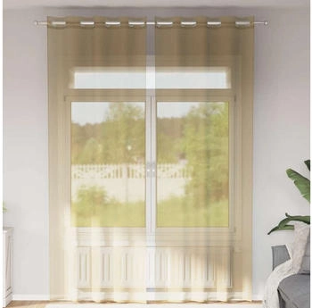 vidaXL Voile Vorhänge mit Ösen 2 Stk. Sandfarbe (4102124)