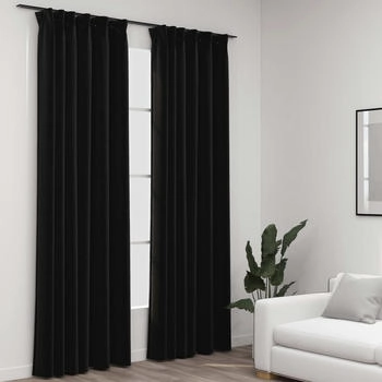 vidaXL Verdunkelungsvorhänge mit Haken Leinenoptik 2 Stk. 140x245 cm (VDXL_321166)