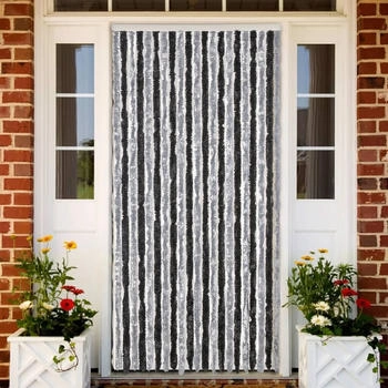 vidaXL Fliegenvorhang Grau und Schwarz 100x220 cm Chenille (377330)