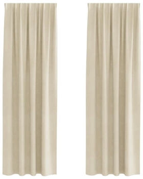 vidaXL Vorh&auml;nge mit Vorh&auml;ngen 2 pcs Creme 140 x 225 cm Samt (4107185)