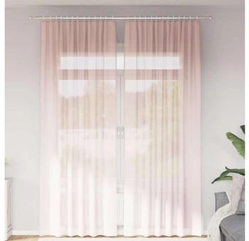 vidaXL Voile Vorh&auml;nge mit Schlaufen 2 Stk. Hellrosa 140x260 cm (4102280)