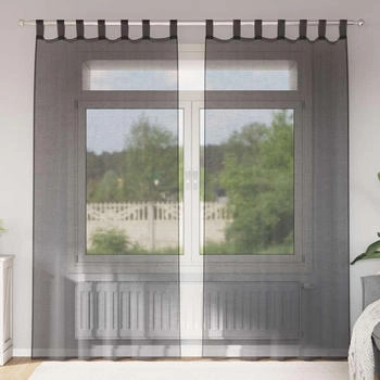 vidaXL Voile Vorhänge mit Lasche 2 Stk. Schwarz (4102258)