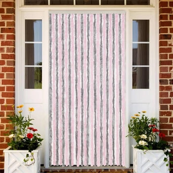 vidaXL Fliegenvorhang Silbergrau und Rosa 100x220 cm Chenille (377365)