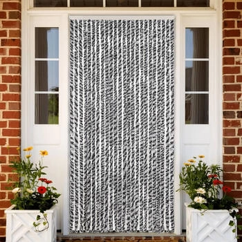 vidaXL Fliegenvorhang Grau Schwarz und Weiß 100x230 cm Chenille (377338)
