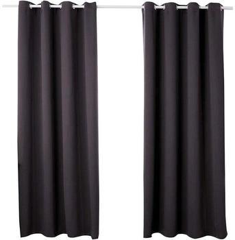Woltu Ösen blickdicht 2er Set Vorhang Blickdicht 250g/m² Anthrazit 135x245cm