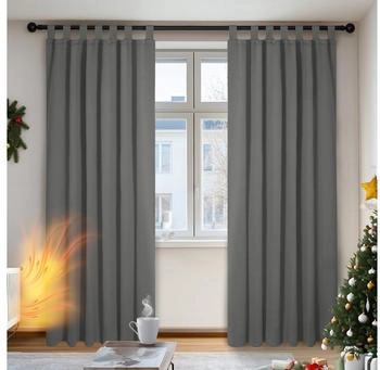 Deconovo Schlaufenvorhang 140x245cm 2 Stk. blickdicht hellgrau