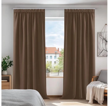 Deconovo Gardinen mit Kräuselband 140x175cm blickdicht braun
