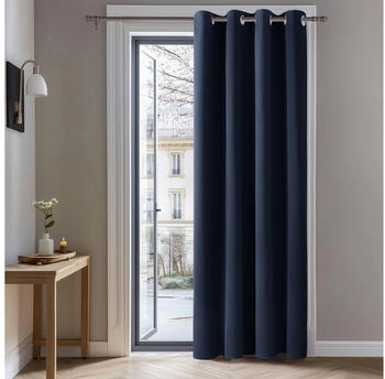 Deconovo Blickdichter Vorhang mit Ösen 140x240cm dunkelblau