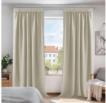 Deconovo Gardinen mit Kräuselband 140x220cm blickdicht creme