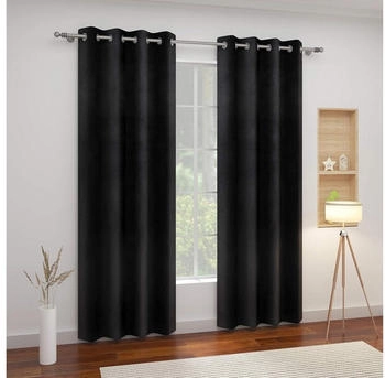 Woltu Verdunkelungsvorhang mit Ösen blickdicht 140x270cm schwarz