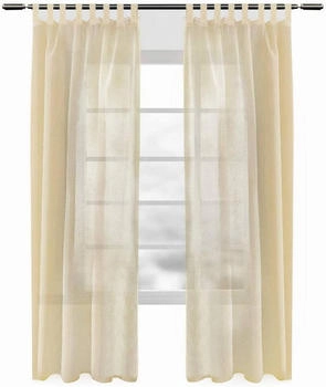 Woltu Gardine mit Schlaufen Leinen-Landhaus-Optik halbtransparent 140x225cm sand