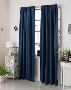 Woltu Gardine 250 g/m² mit Kräuselband für Schiene blickdicht 135x225cm dunkelblau
