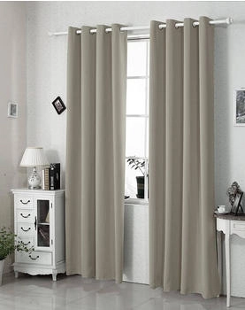 Woltu Ösen-Vorhang 250 g/m² blickdicht 135x225 cm 2 Stk. sand