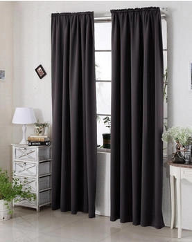 Woltu Gardine 250 g/m² mit Kräuselband für Schiene blickdicht 135x225cm anthrazit