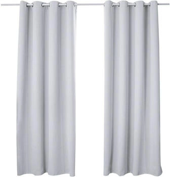 Woltu Ösen-Vorhang 250 g/m² blickdicht 135x225 cm 2 Stk. kalk/grau-weiß