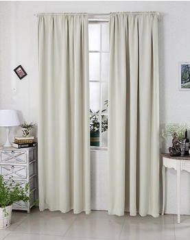 Woltu Verdunklungsgardine mit Kräuselband für Schiene 135x225cm 2 Stk. beige