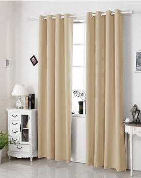 Woltu Ösen-Vorhang 250 g/m² blickdicht 135x245 cm champagner