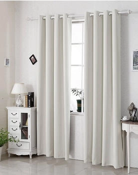 Woltu Ösen-Vorhang 250 g/m² blickdicht 135x245 cm 2 Stk. creme