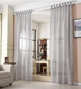 Woltu Gardine mit Schlaufen Leinen-Optik transparent 140x245cm 2 Stk. hellgrau