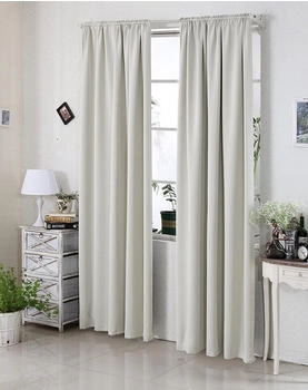 Woltu Verdunklungsgardine mit Kräuselband für Schiene 135x245cm 2 Stk. creme