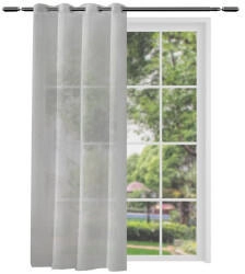 Woltu Gardine mit Ösen Leinen-Optik halbtransparent 140x225cm 2 Stk. dunkelgrau