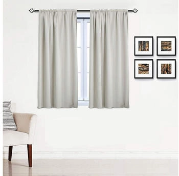 Woltu Verdunklungsgardine mit Kräuselband für Schiene 135x175cm 2 Stk. creme
