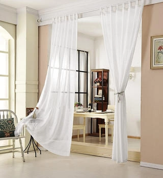 Woltu Gardine mit Schlaufen Leinen-Optik transparent 140x225cm 2 Stk. weiß