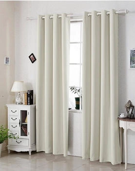 Woltu Ösen-Vorhang 250 g/m² blickdicht 135x225 cm beige
