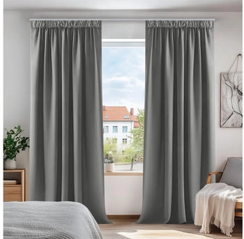 Deconovo Gardinen mit Kräuselband 132x242cm blickdicht hellgrau