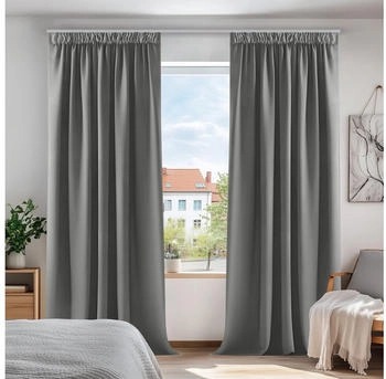 Deconovo Gardinen mit Kräuselband 132x214cm blickdicht hellgrau
