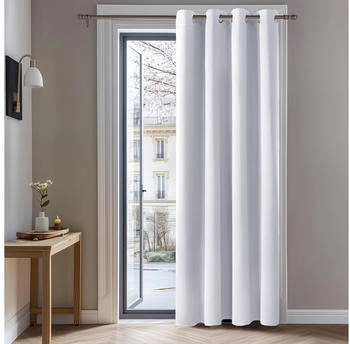 Deconovo Blickdichter Vorhang mit Ösen 140x260cm grau weiß