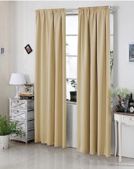 Woltu Gardine 250 g/m² mit Kräuselband für Schiene blickdicht 135x245cm champagner