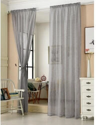 Woltu Gardine mit Kräuselband Leinen-Optik halbtransparent 140x245cm dunkelgrau