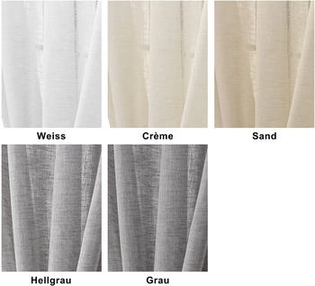 Woltu Gardine mit Kräuselband Leinen-Optik halbtransparent 140x225cm creme
