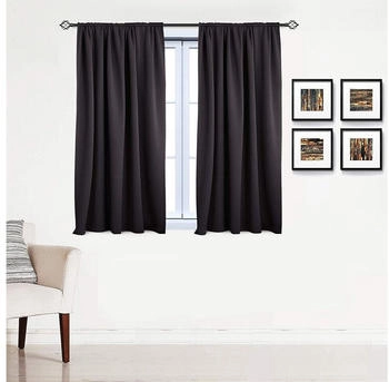 Woltu Verdunklungsgardine mit Kräuselband für Schiene 135x175cm 2 Stk. anthrazit