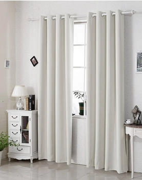 Woltu Ösen-Vorhang 250 g/m² blickdicht 135x175 cm 2 Stk. creme