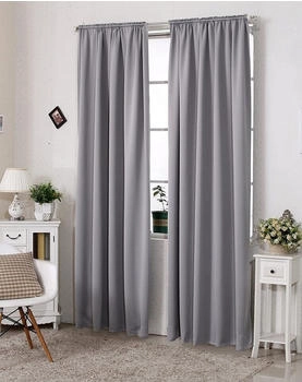 Woltu Verdunklungsgardine mit Kräuselband für Schiene 135x175cm 2 Stk. dunkelgrau