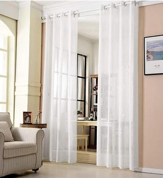 Woltu Gardine mit Ösen Leinen-Optik halbtransparent 140x245cm weiß