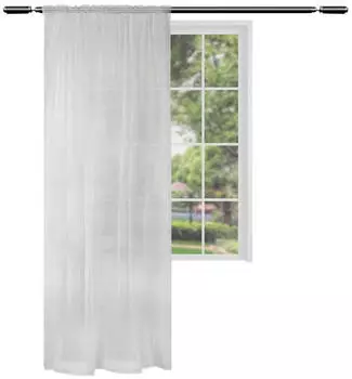 Woltu Gardine mit Kräuselband Leinen-Optik halbtransparent 140x175cm hellgrau