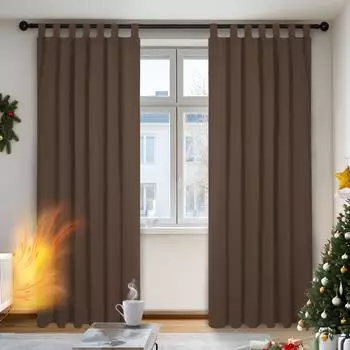 Deconovo Verdunkelungsvorhang blickdicht 140x220cm 2 Stk. braun