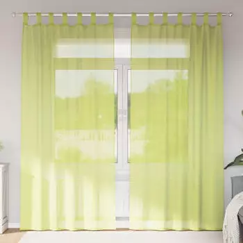 vidaXL Voile Vorhänge mit Lasche 2 Stk. Apfelgrün (4102253)