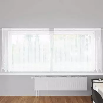 vidaXL Spitzenvorhang mit Vorhängen Floral Weiß 160 x 300 cm Polyester (4107895)