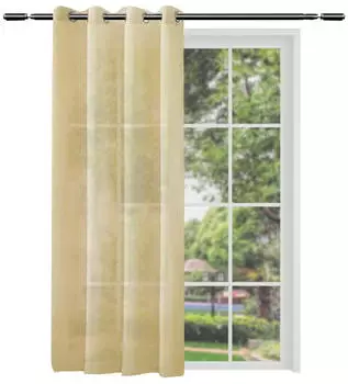 Woltu Gardine mit Ösen Leinen-Optik halbtransparent 140x225cm 2 Stk. sand