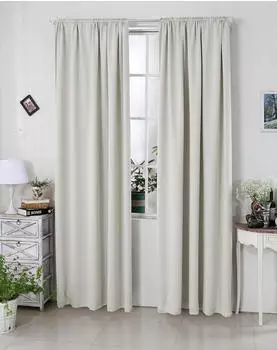 Woltu Gardine 250 g/m² mit Kräuselband für Schiene blickdicht 135x175cm creme