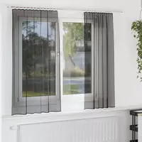 vidaXL Voile Vorh&auml;nge mit Stangentaschen 2 Stk. Schwarz