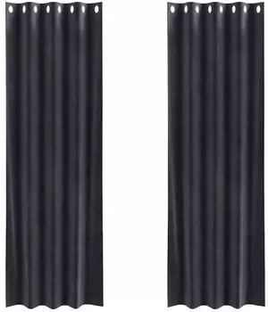vidaXL Verdunkelungsvorh&auml;nge 2 pcs Dunkelgrau 140 x 225 cm Samt (4107225)