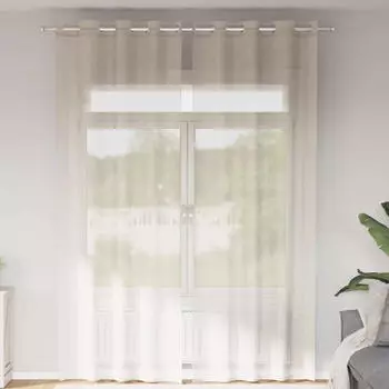 vidaXL Voile Vorh&auml;nge mit &Ouml;sen 2 Stk. Creme 140x260 cm (4102075)