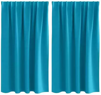 vidaXL Verdunkelungs-Vorh&auml;nge mit Ringen 2 pcs T&uuml;rkis 140 x 140 cm (4107528)