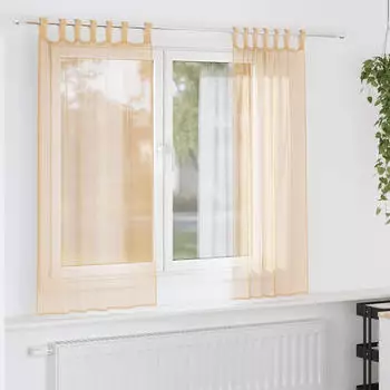 vidaXL Voile Vorh&auml;nge mit Stangentaschen 2 Stk. Sandfarbe (4102216)